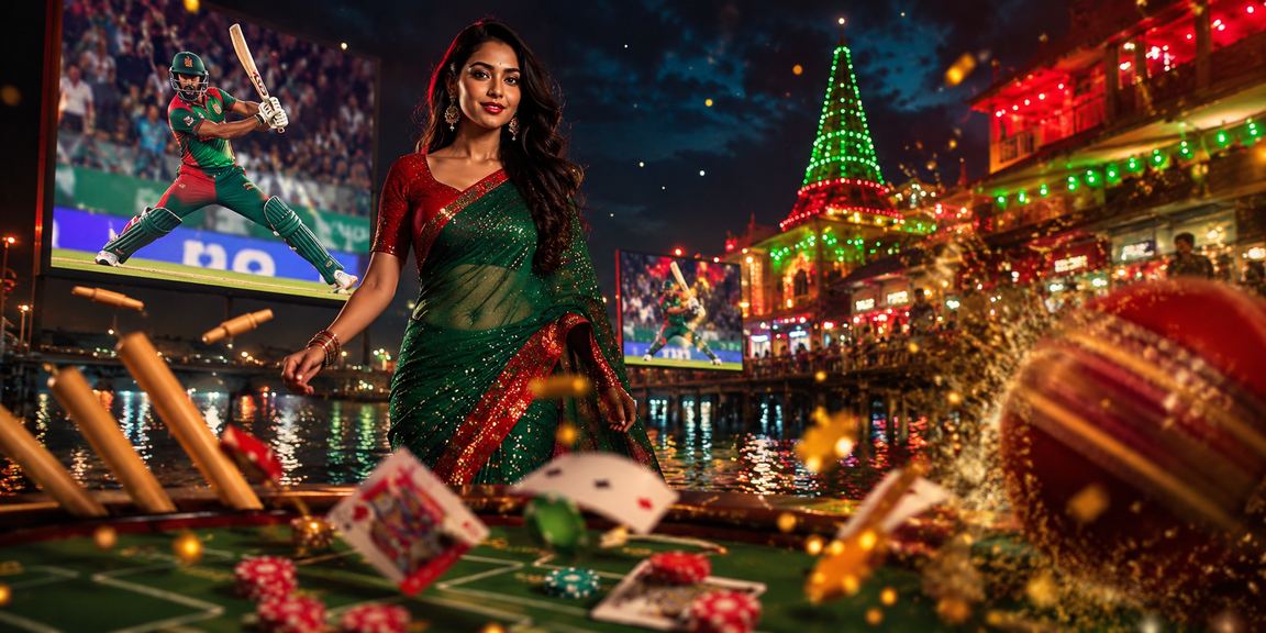বাংলাদেশের পতাকার রঙে সজ্জিত পরিবেশে kt11 - এ ক্রিকেট বেটিং এবং পেমেন্ট উপভোগ করছেন একজন ভক্ত